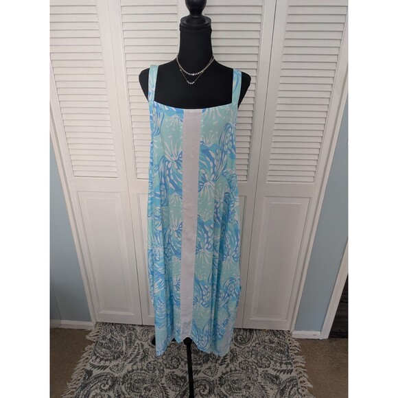 Lilibridge Dress Women’s XL Tropical Hawaiian Beach Blue Cover-up Coastal NEW - Picture 1 of 14